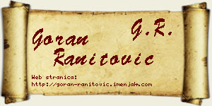 Goran Ranitović vizit kartica